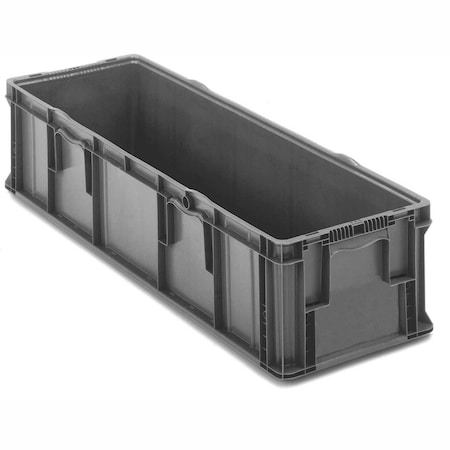 Solid Straight Wall Storage Container, 48 in L x 15 in W, Gray, Polyethylene